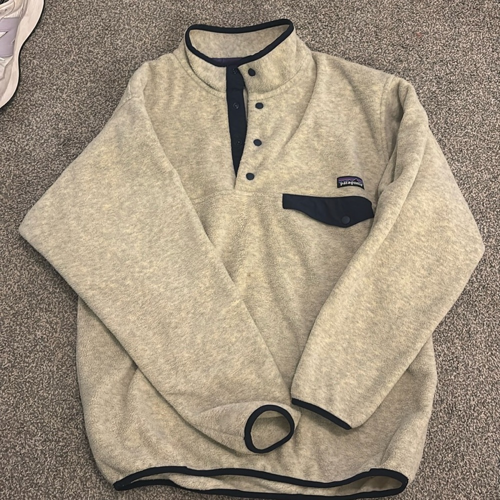Patagonia Synchilla Snap-T Fleece Pullover Sweater Jacket Oatmeal Cream Size M